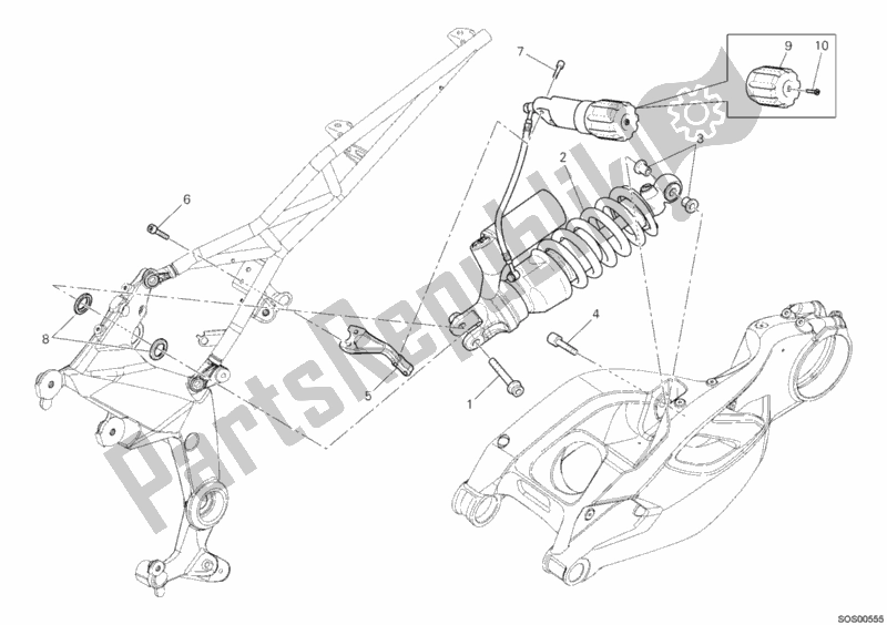Todas las partes para Amortiguador Trasero de Ducati Multistrada 1200 ABS USA 2010